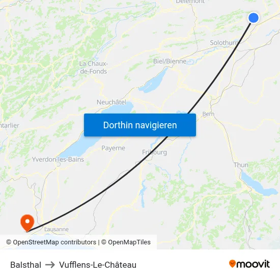 Balsthal to Vufflens-Le-Château map