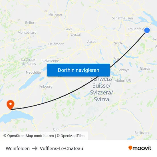 Weinfelden to Vufflens-Le-Château map