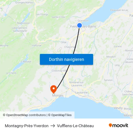 Montagny-Près-Yverdon to Vufflens-Le-Château map