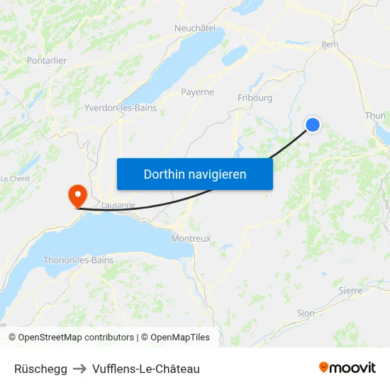 Rüschegg to Vufflens-Le-Château map