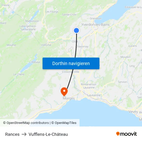 Rances to Vufflens-Le-Château map