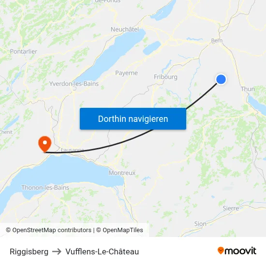 Riggisberg to Vufflens-Le-Château map