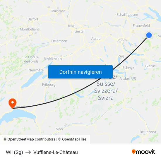Wil (Sg) to Vufflens-Le-Château map