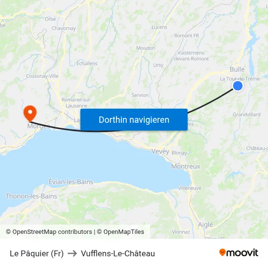 Le Pâquier (Fr) to Vufflens-Le-Château map