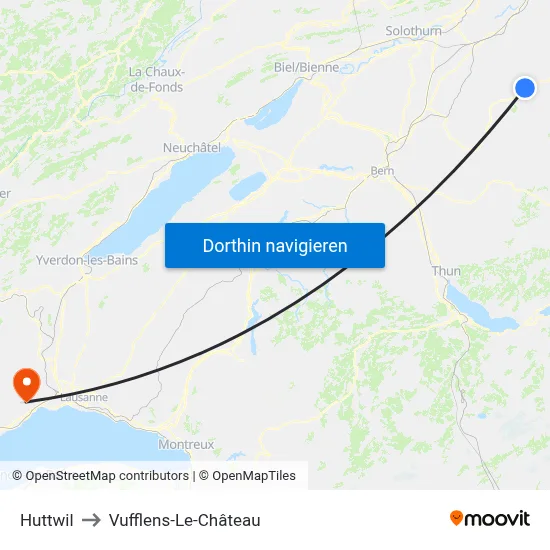 Huttwil to Vufflens-Le-Château map