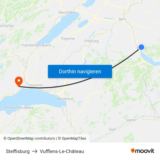 Steffisburg to Vufflens-Le-Château map