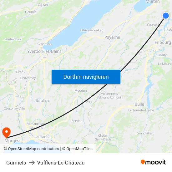 Gurmels to Vufflens-Le-Château map
