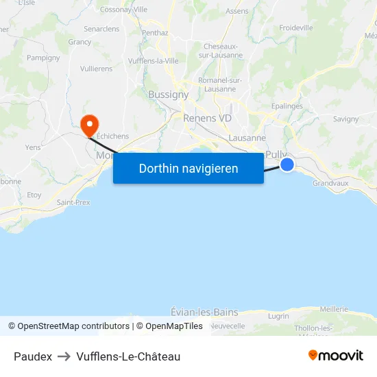 Paudex to Vufflens-Le-Château map
