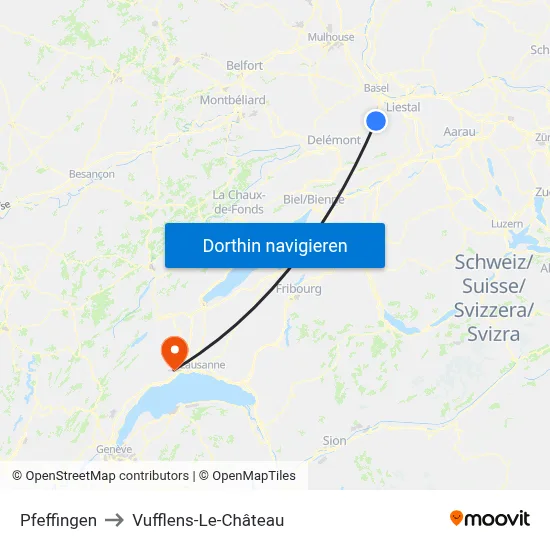Pfeffingen to Vufflens-Le-Château map