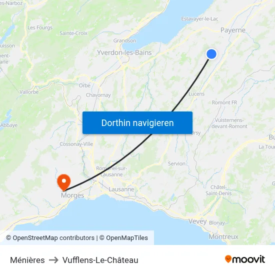 Ménières to Vufflens-Le-Château map