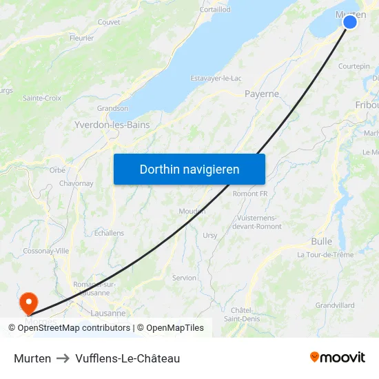 Murten to Vufflens-Le-Château map