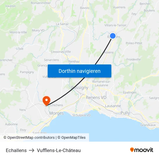 Echallens to Vufflens-Le-Château map