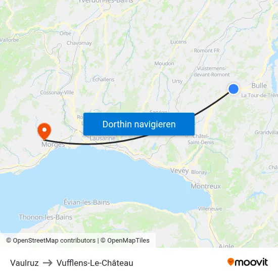 Vaulruz to Vufflens-Le-Château map