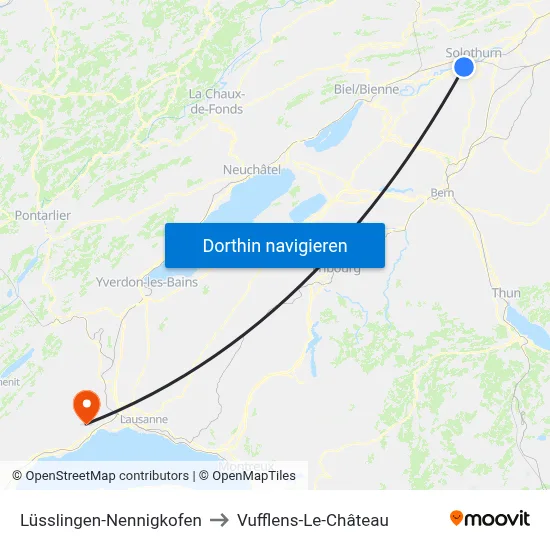 Lüsslingen-Nennigkofen to Vufflens-Le-Château map
