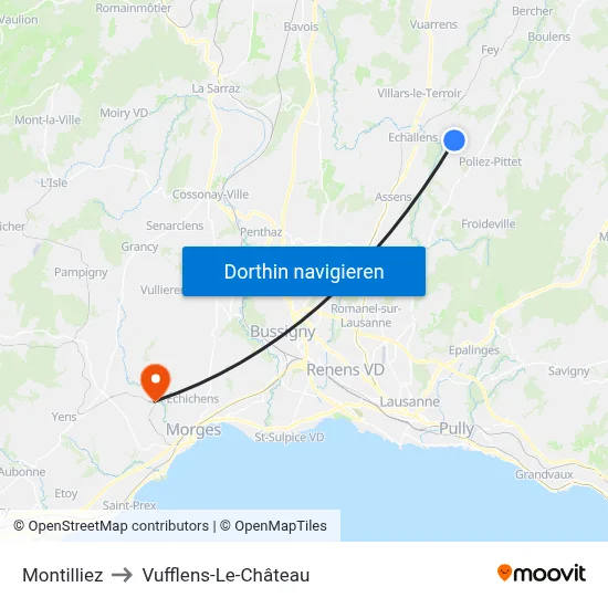 Montilliez to Vufflens-Le-Château map