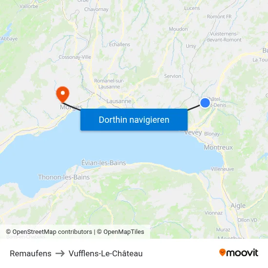 Remaufens to Vufflens-Le-Château map
