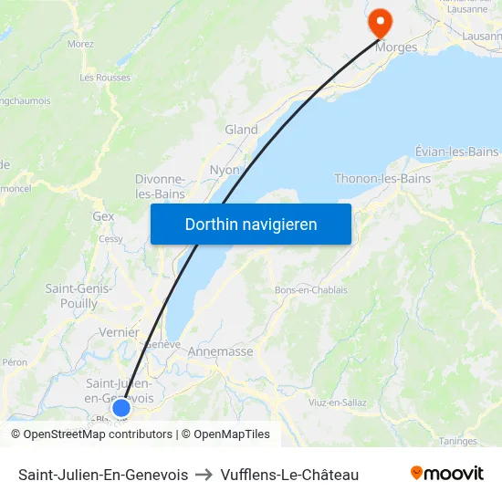 Saint-Julien-En-Genevois to Vufflens-Le-Château map