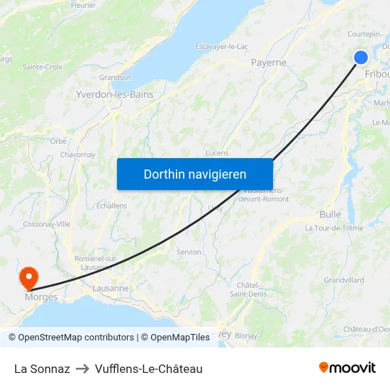 La Sonnaz to Vufflens-Le-Château map