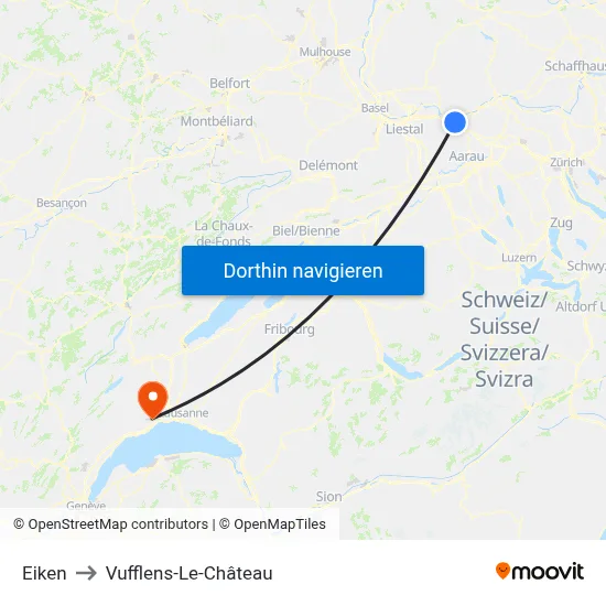 Eiken to Vufflens-Le-Château map