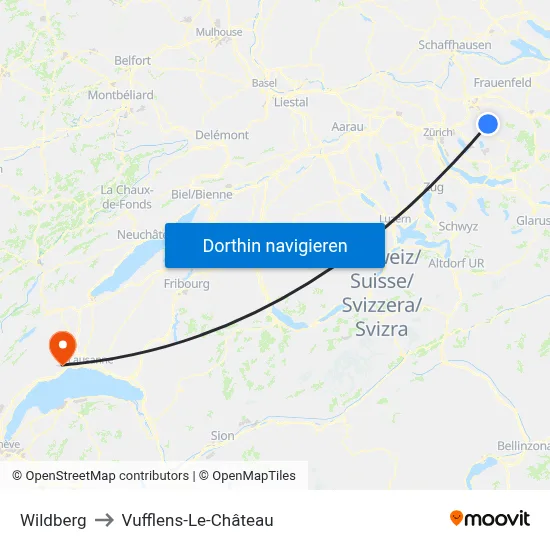 Wildberg to Vufflens-Le-Château map