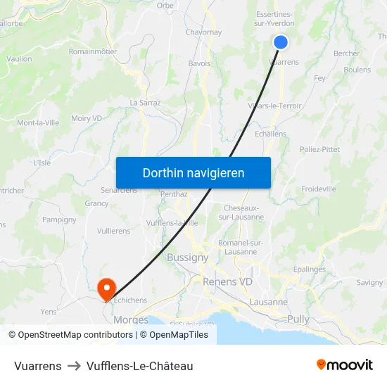 Vuarrens to Vufflens-Le-Château map