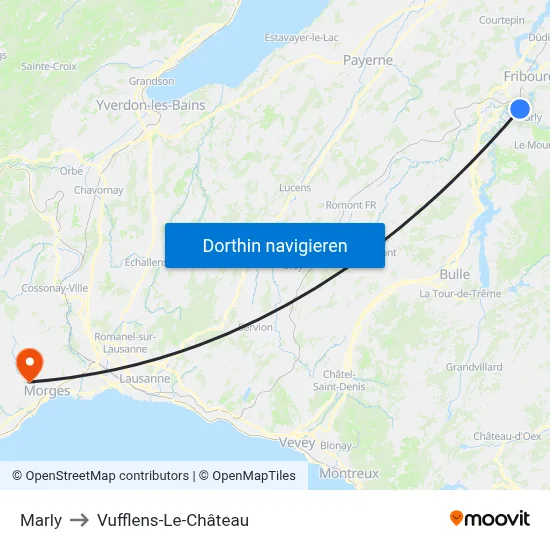 Marly to Vufflens-Le-Château map