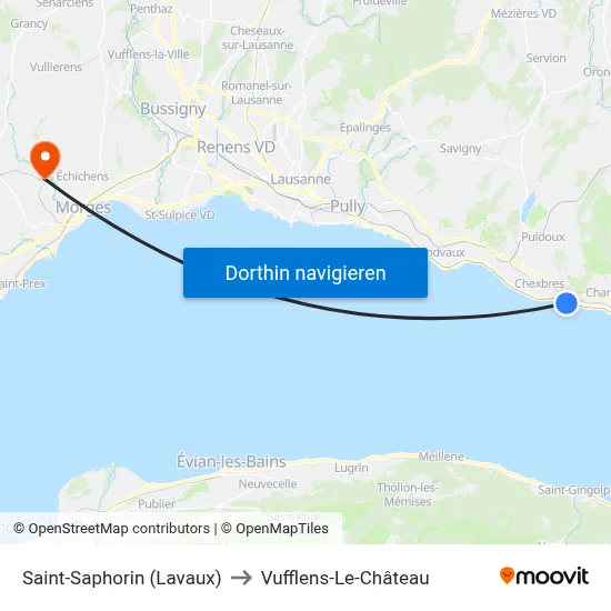 Saint-Saphorin (Lavaux) to Vufflens-Le-Château map