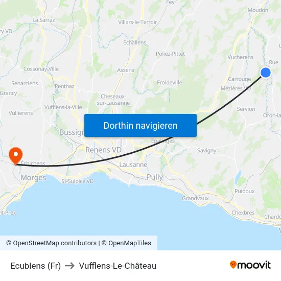 Ecublens (Fr) to Vufflens-Le-Château map