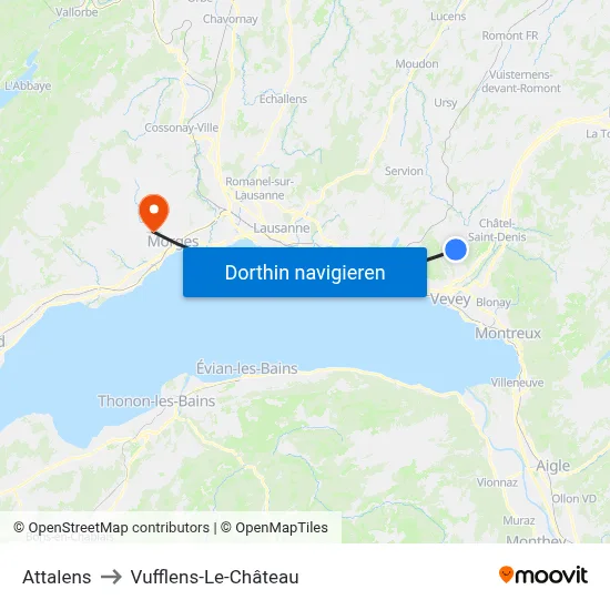 Attalens to Vufflens-Le-Château map