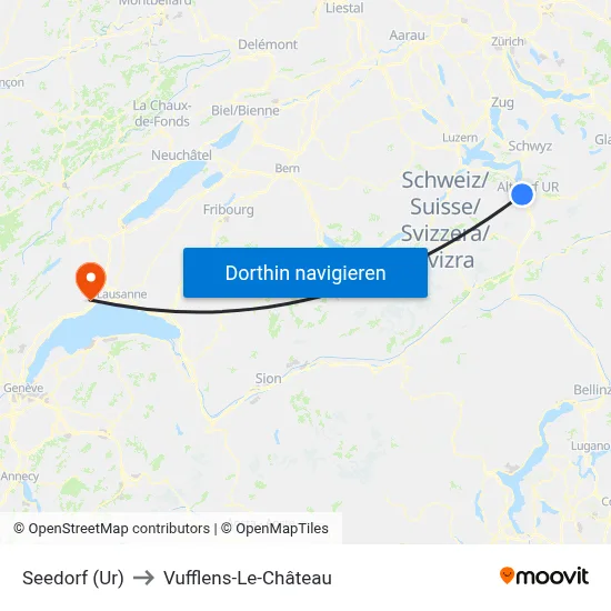 Seedorf (Ur) to Vufflens-Le-Château map