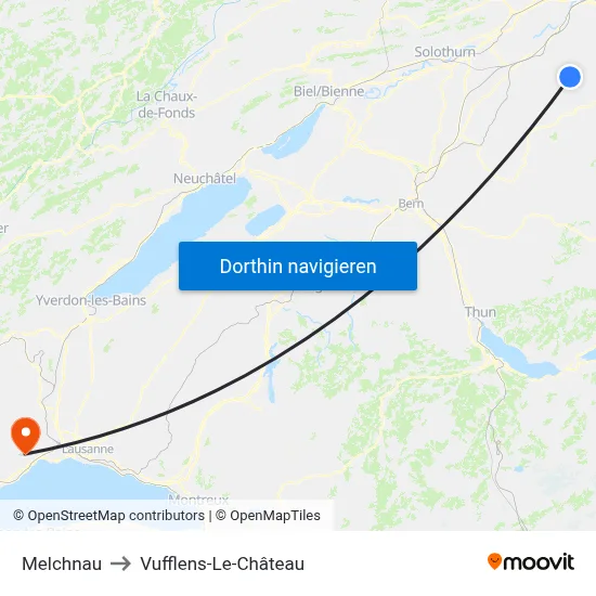Melchnau to Vufflens-Le-Château map