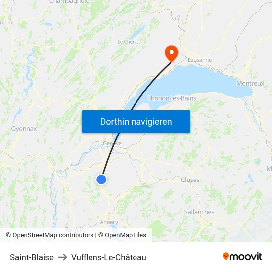 Saint-Blaise to Vufflens-Le-Château map