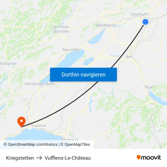 Kriegstetten to Vufflens-Le-Château map