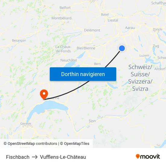 Fischbach to Vufflens-Le-Château map