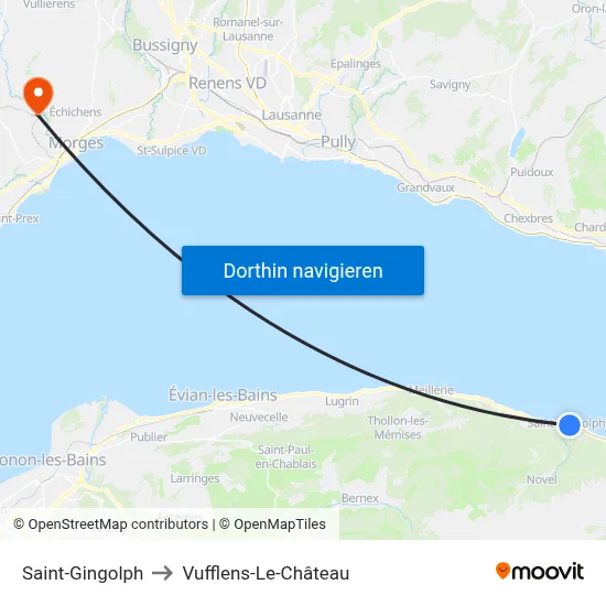 Saint-Gingolph to Vufflens-Le-Château map