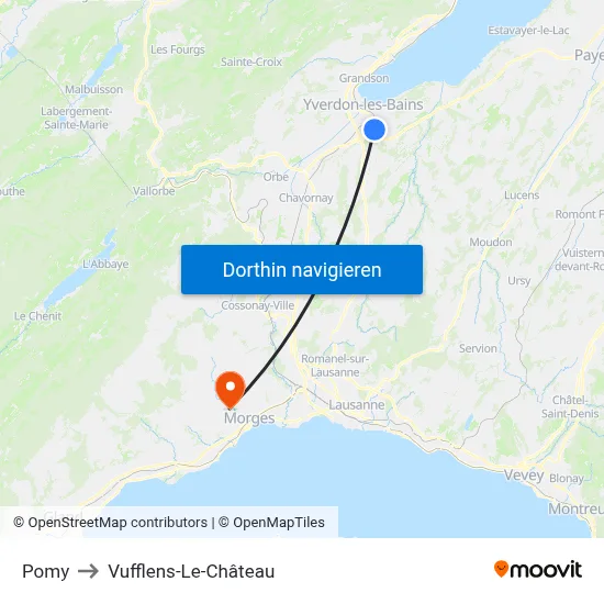 Pomy to Vufflens-Le-Château map