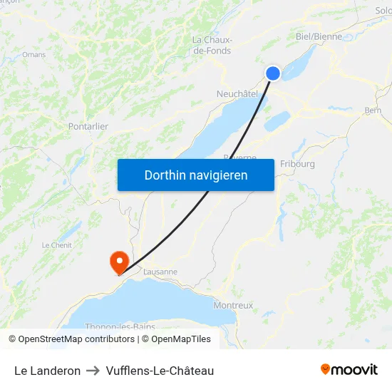 Le Landeron to Vufflens-Le-Château map