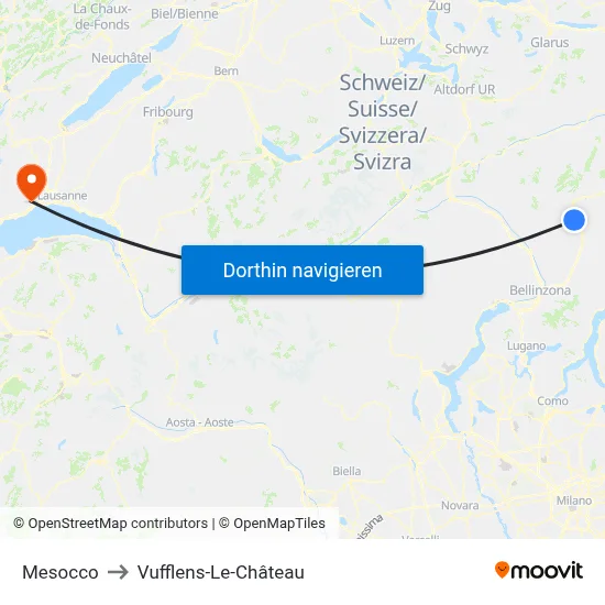 Mesocco to Vufflens-Le-Château map