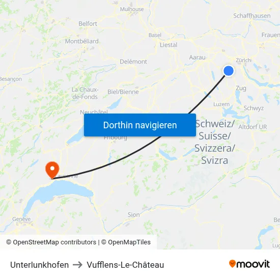Unterlunkhofen to Vufflens-Le-Château map