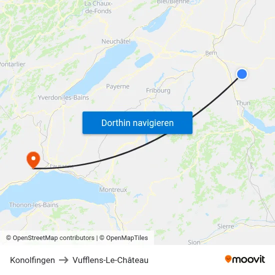 Konolfingen to Vufflens-Le-Château map