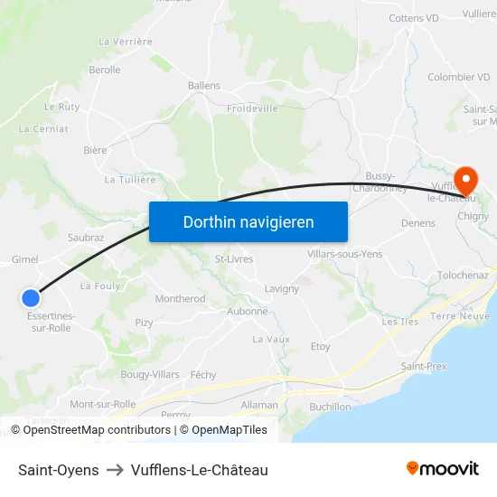 Saint-Oyens to Vufflens-Le-Château map