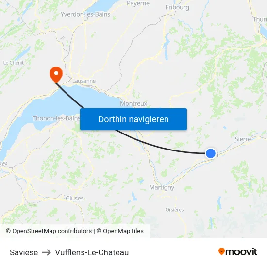 Savièse to Vufflens-Le-Château map