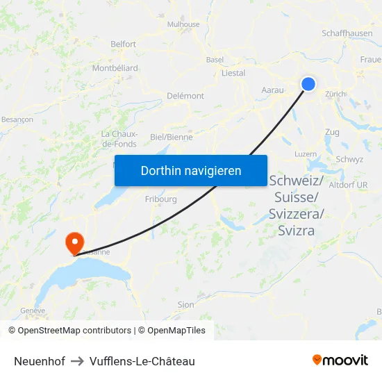 Neuenhof to Vufflens-Le-Château map
