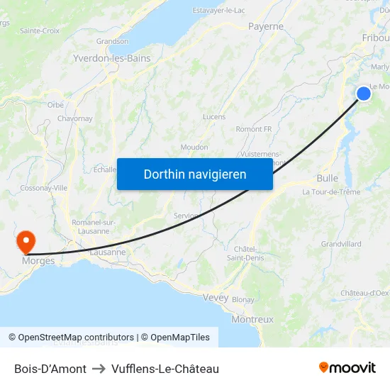 Bois-D’Amont to Vufflens-Le-Château map