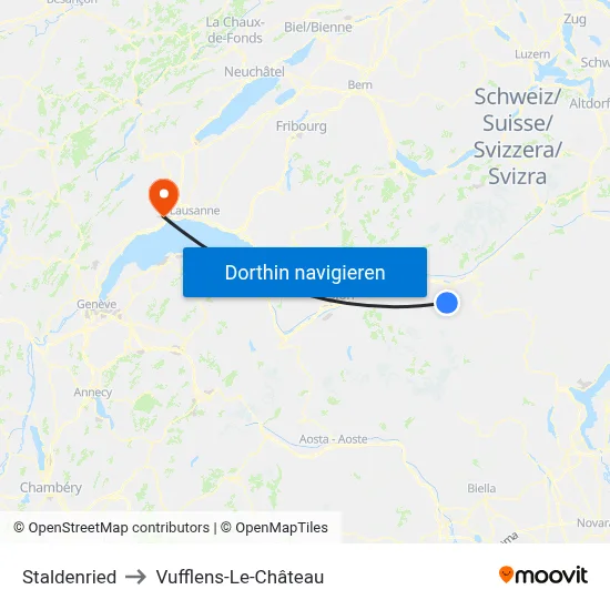 Staldenried to Vufflens-Le-Château map