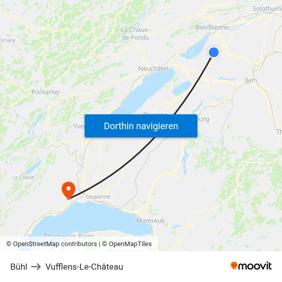 Bühl to Vufflens-Le-Château map
