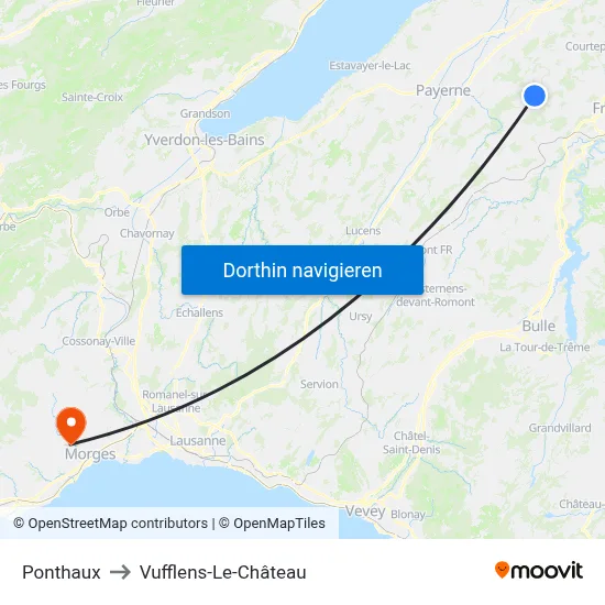 Ponthaux to Vufflens-Le-Château map