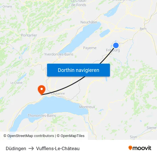 Düdingen to Vufflens-Le-Château map