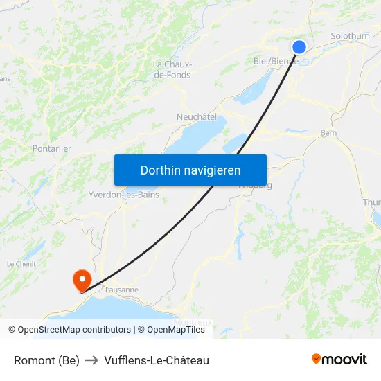 Romont (Be) to Vufflens-Le-Château map