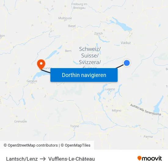 Lantsch/Lenz to Vufflens-Le-Château map